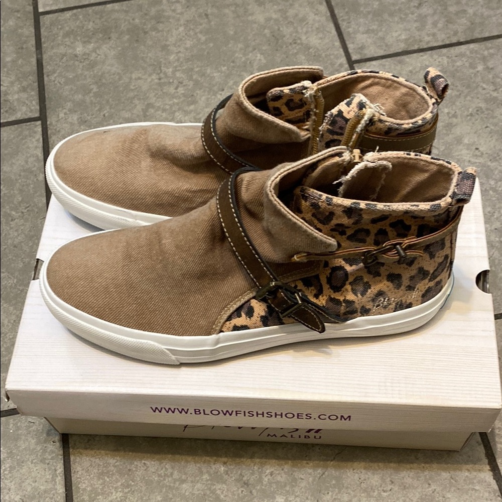 Blowfish Brown Sneakers with Leopard Detail